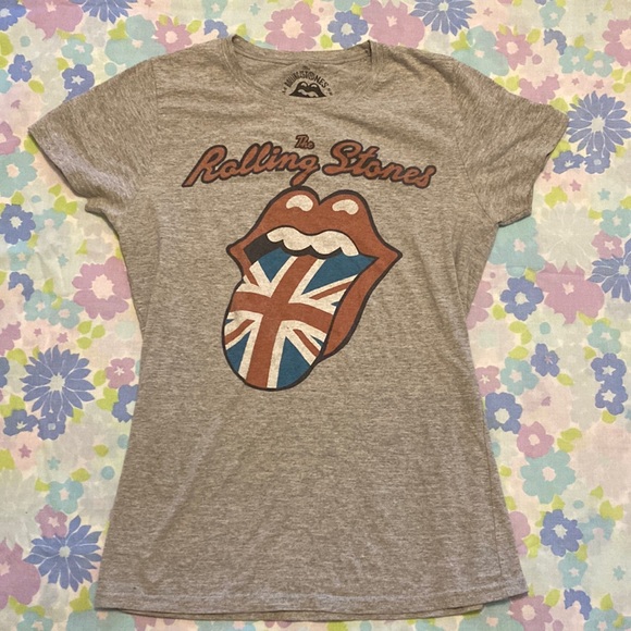 Rolling Stones Babydoll T Shirt Gray UK Rock Graphic Tee L - Picture 1 of 3